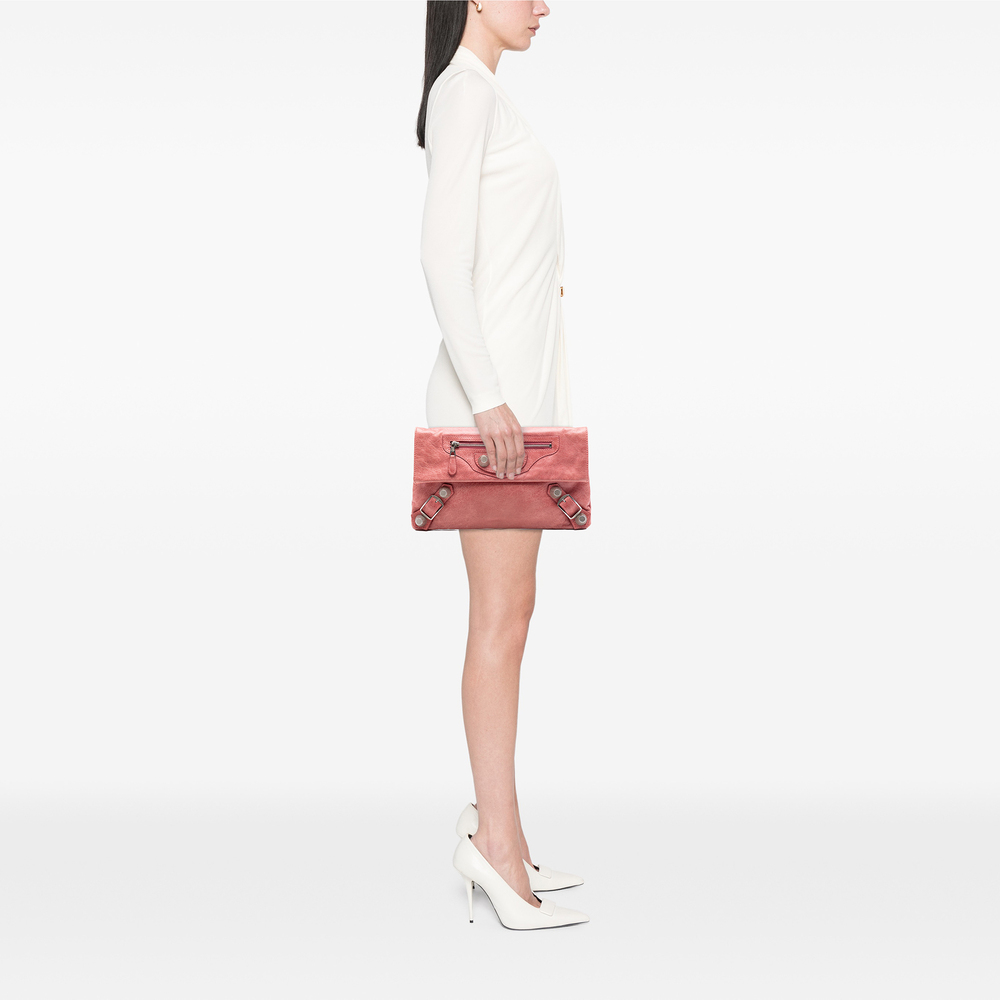 Pre-Loved Balenciaga Lambskin Motocross Classic Envelope Clutch - Picture 6 of 7
